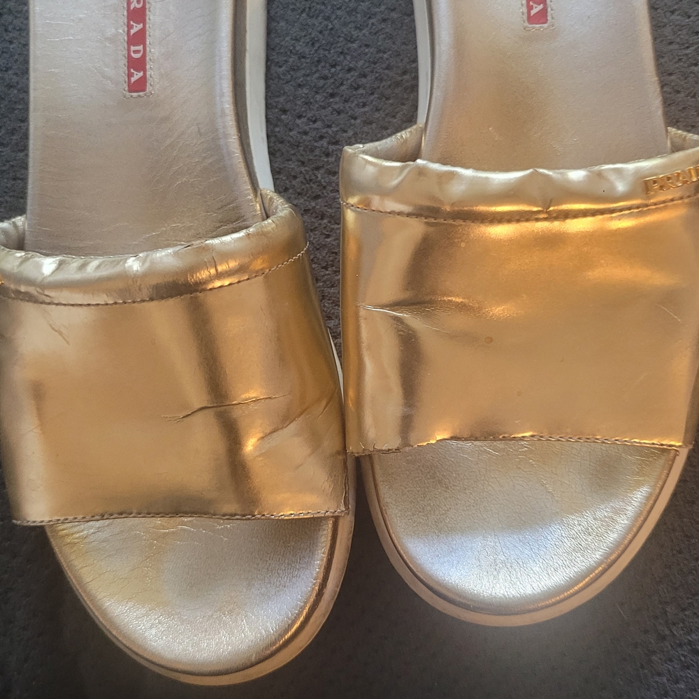 Prada Gold Women's Slide Sandals